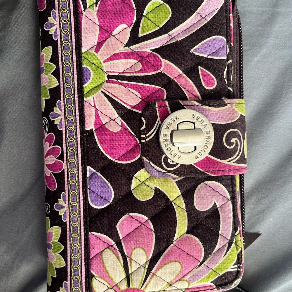 Vera Bradley Black and Pink Floral Wallet